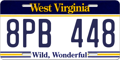 WV license plate 8PB448