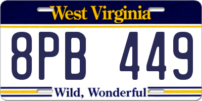 WV license plate 8PB449