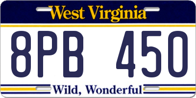 WV license plate 8PB450