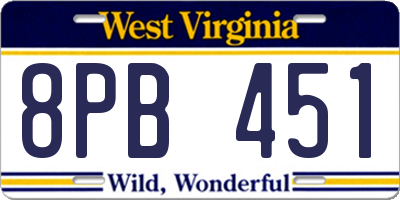 WV license plate 8PB451