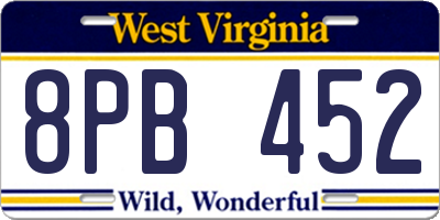 WV license plate 8PB452