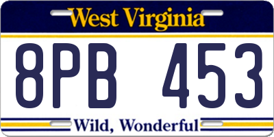 WV license plate 8PB453