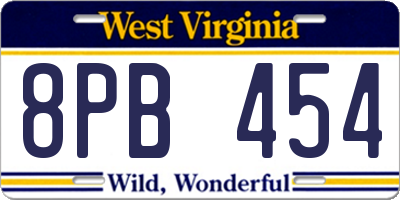 WV license plate 8PB454