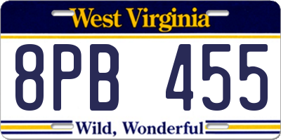 WV license plate 8PB455
