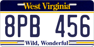 WV license plate 8PB456