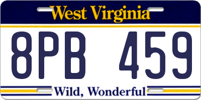 WV license plate 8PB459