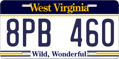 WV license plate 8PB460