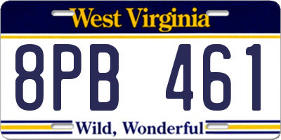 WV license plate 8PB461