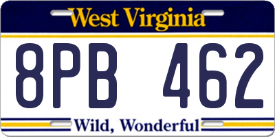 WV license plate 8PB462