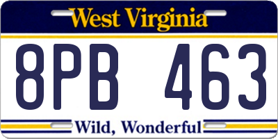 WV license plate 8PB463