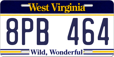 WV license plate 8PB464