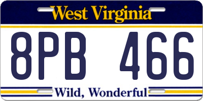 WV license plate 8PB466