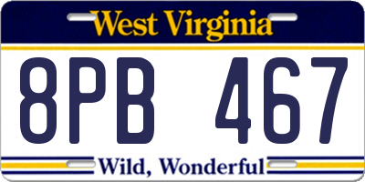 WV license plate 8PB467