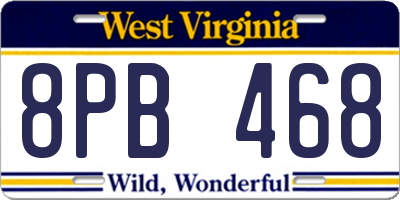 WV license plate 8PB468