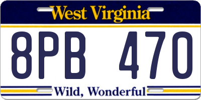 WV license plate 8PB470