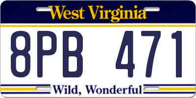 WV license plate 8PB471