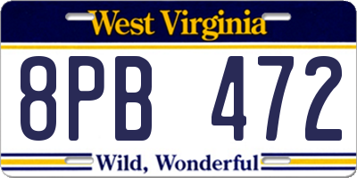 WV license plate 8PB472