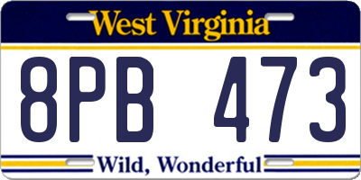 WV license plate 8PB473
