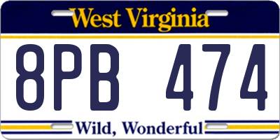 WV license plate 8PB474