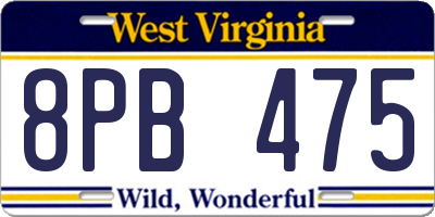 WV license plate 8PB475
