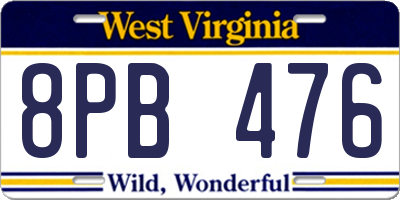 WV license plate 8PB476