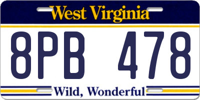 WV license plate 8PB478