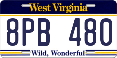 WV license plate 8PB480