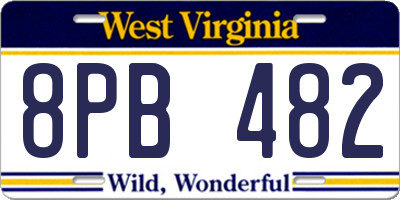 WV license plate 8PB482