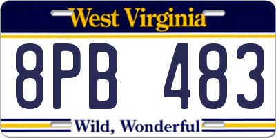 WV license plate 8PB483