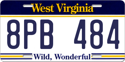 WV license plate 8PB484