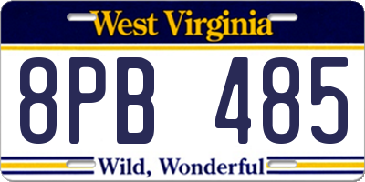 WV license plate 8PB485