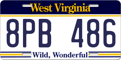 WV license plate 8PB486