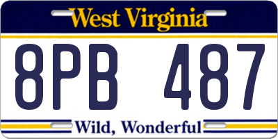 WV license plate 8PB487