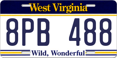 WV license plate 8PB488