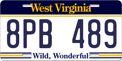 WV license plate 8PB489