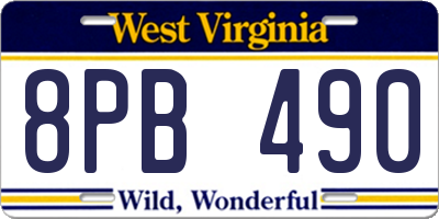WV license plate 8PB490