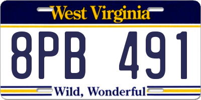 WV license plate 8PB491