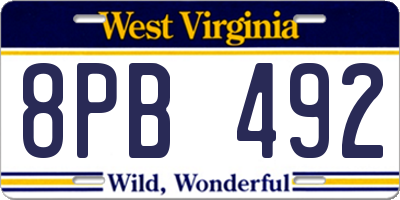 WV license plate 8PB492