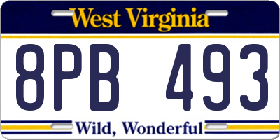 WV license plate 8PB493