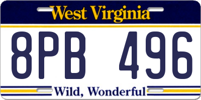 WV license plate 8PB496