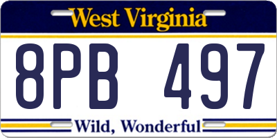 WV license plate 8PB497