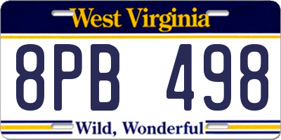WV license plate 8PB498