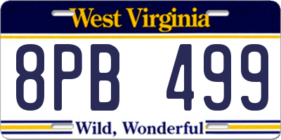 WV license plate 8PB499