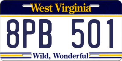 WV license plate 8PB501
