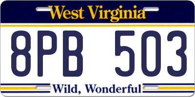 WV license plate 8PB503