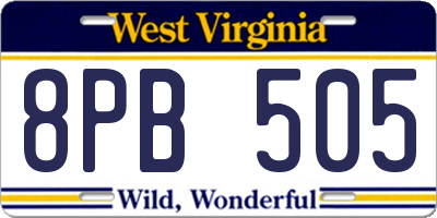 WV license plate 8PB505