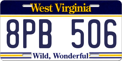 WV license plate 8PB506