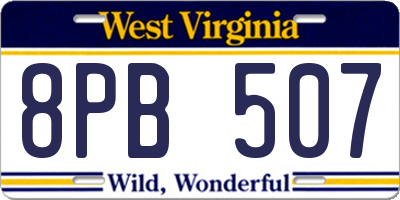 WV license plate 8PB507