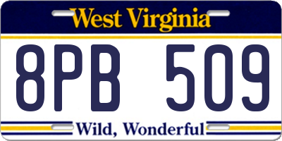 WV license plate 8PB509