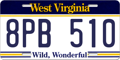 WV license plate 8PB510